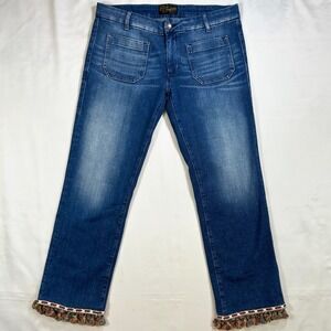 Seafarer Lord Jim SPECIAL Straight Ankle Jeans Size 32 Fringe Hem Mid Rise RARE